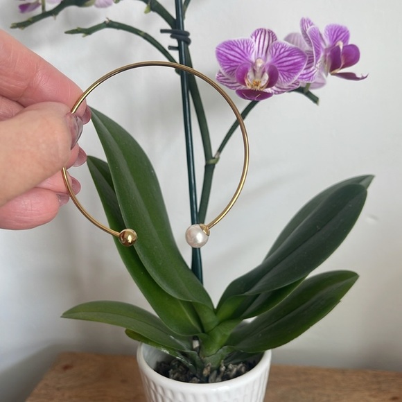 Gold plates mallorca bracelet with pearl - Picture 2 of 6